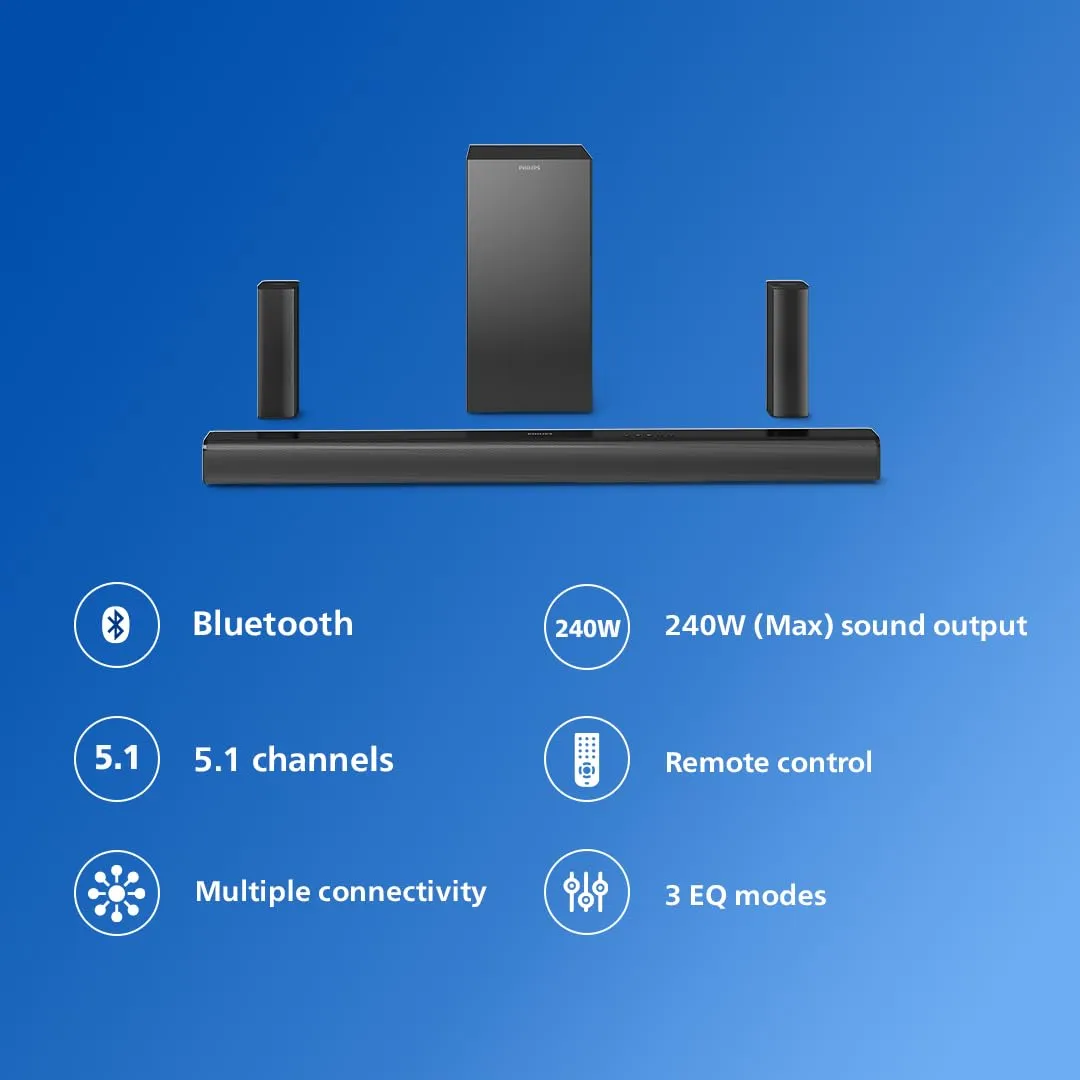 PHILIPS TAB4518 SOUNDBAR: 5.1 CH 240W WIRELESS SUBWOOFER - Image 2